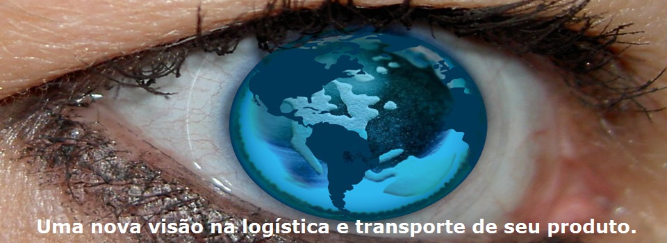 imagem de um olho com um mundo na iris do olho com o texto: Uma nova visão na logística e transporte de seu produto.